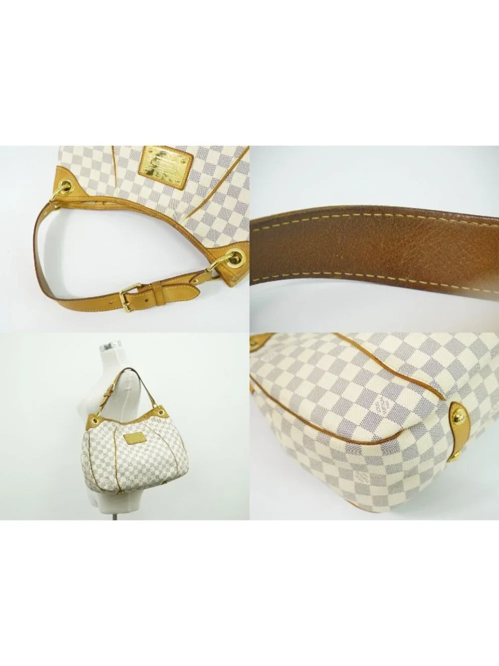 Louis Vuitton LV Galleria PM Damier Azur Shoulder Bag White Gray